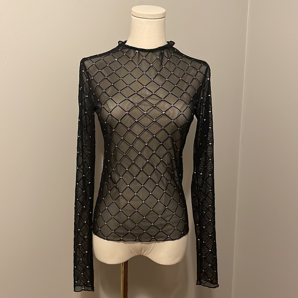 NWT! FP Mesh Sparkle Long Sleeve Top!✨🖤
